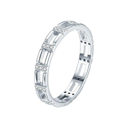 BCughia Trauring Damen Einzeln, Eheringe aus 9 Karat Weißgold Rund Form Moissanit Hohl Ring Freundschaftsringe Damen Gr 56 von BCughia