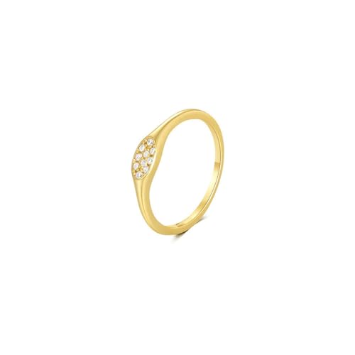 BCughia Trauring Damen Einzeln, Ring Gelbgold 375 9K Echt Damen Oval Form mit Rund Moissanit Hochzeitsringe Partnerringe Gr 49 von BCughia