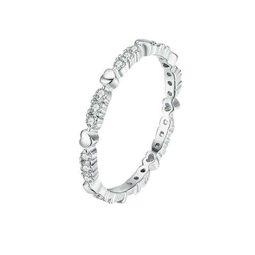 BCughia Trauring Damen Einzeln Gold 375, Damen Ringe Weißgold Herz mit Rund Moissanit Eheringe Freundschaftsringe Gr 62 von BCughia