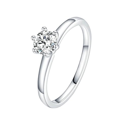 BCughia Trauringe Gold 375, Ehering Damen Weissgold mit Rund Form Moissanit Solitär Ring Hochzeit Damen Ringe Gr 56 von BCughia