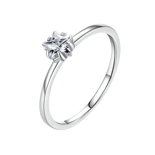 BCughia Verlobungsring Damen Echt Gold, Ehering Weißgold Damen 9 Karat mit Stern Moissanit Trauringe Frauen Größe 58 von BCughia