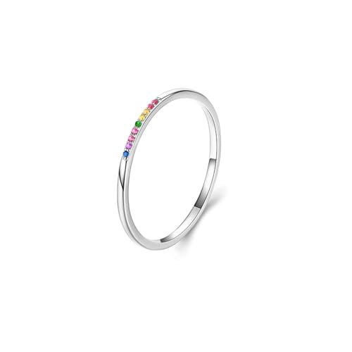 BCughia Verlobungsring Damen Gold 585, Ehering Damen Echt Weißgold mit Bunt Rund Zirkonia Trauring Größe 53 von BCughia