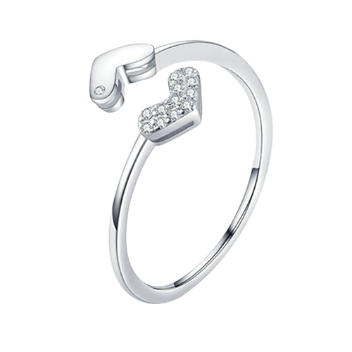 BCughia Verlobungsring Gold Damen 375 Echtgold, Damen Ringe Weißgold Doppelt Herz mit Rund Moissanit Verlobungsring Gr 48 von BCughia