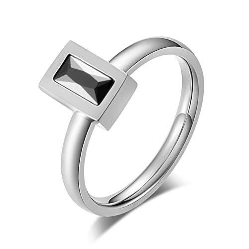 BCughia Verlobungsring Zirkonia Stein, Eheringe in Silber Stahl Edelstahl Radiantschliff Cubic Zirconia Quadrat Jewmon Ring für Sie und Ihn Größe 60(19.1) von BCughia