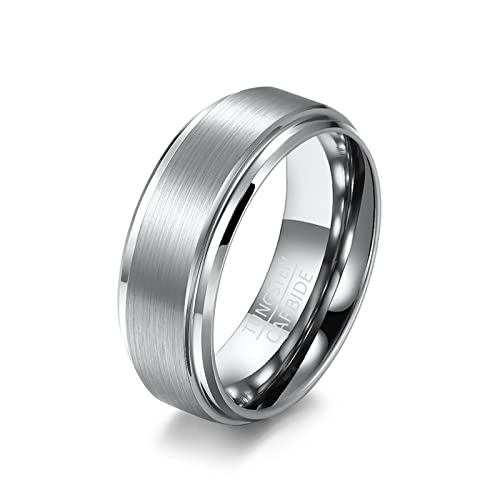 BCughia Verlobungsring in Silber, Verlobungsring Ardeo Wolfram 8Mm Verlobungsring Ardeo Hochzeit Geschenke für Männer Größe 70(22.3) von BCughia