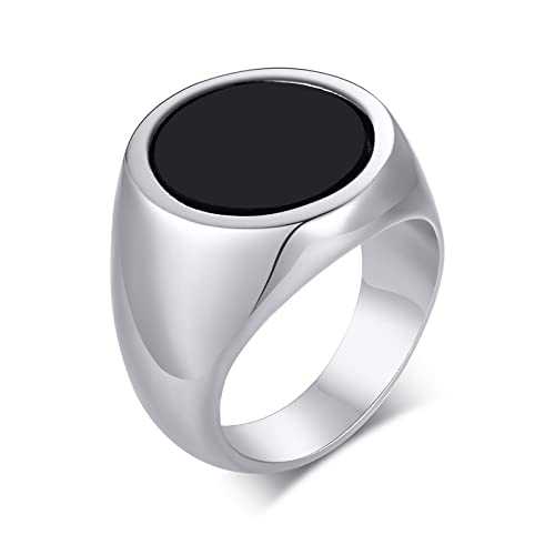 BCughia Verlobungsringe, Herren Ring Zeigefinger Stahl Rostfreier Stahl Schwarzes Rundes Design Engagement Ringe Herren Größe 67(21.3) von BCughia