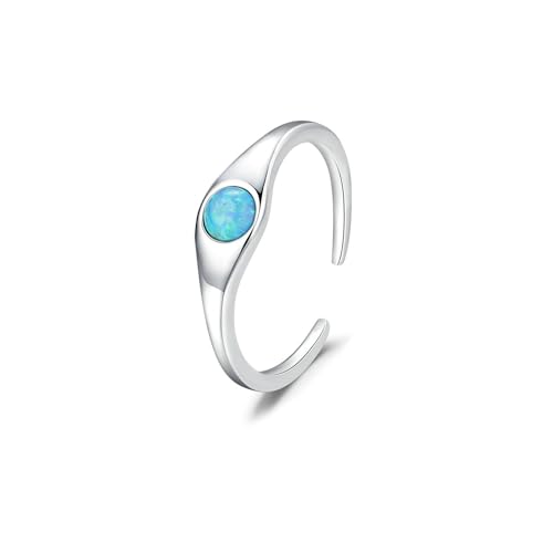 BCughia Weißgold Ring Damen 585, Echt Gold Ring Damen mit Blau Opal Öffnen Ringe Eheringe Verlobungsringe Gr 52 von BCughia