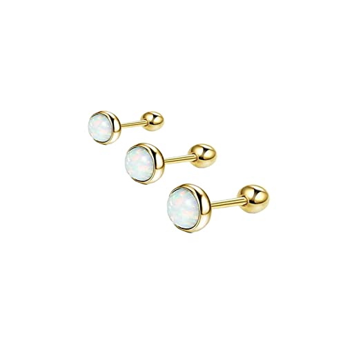 BCughia Piercing Ohr, Septum Piercing Edelstahl 3 Stück 1.2mm Stabstärke Gold Opale 3mm/4mm/5mm Piercing Frauen von BCughia