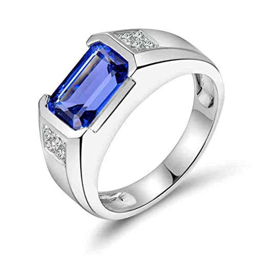 Ringe Herren Fashion, Verlobungsring Unique Weißes Gold Tansanit Natürlicher Edelstein Verlobungsring Heiratsantrag Größe 52 (16.6) von BCughia