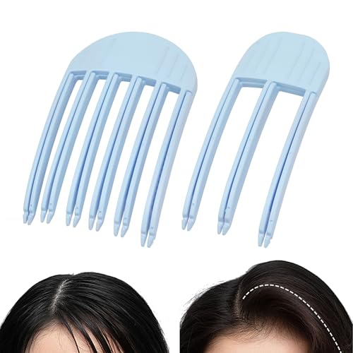 Stylingkämme für flauschigen Pony, 2 Größen (3/6 Zähne), Werkzeug mit hohem Kronenvolumen, Haarvolumen-Clips, spurlose Haarwurzel-Hebe-Clips für Damen und Herren, natürliches Volumen, Blau, 2 Stück von BD-Herego