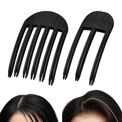 Stylingkämme für flauschigen Pony, 2 Größen (3/6 Zähne), Werkzeug mit hohem Kronenvolumen, Haarvolumen-Clips, spurlose Haarwurzel-Hebe-Clips für Damen und Herren, natürliches Volumen, Schwarz, 2 Stück von BD-Herego