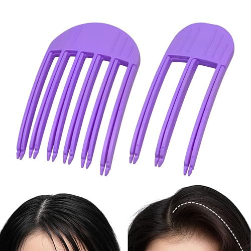 Stylingkämme für flauschigen Pony, 2 Größen (3/6 Zähne), Werkzeug mit hohem Kronenvolumen, Haarvolumen-Clips, spurlose Haarwurzel-Hebe-Clips für Damen und Herren, natürliches Volumen, Violett, 2 Stück von BD-Herego