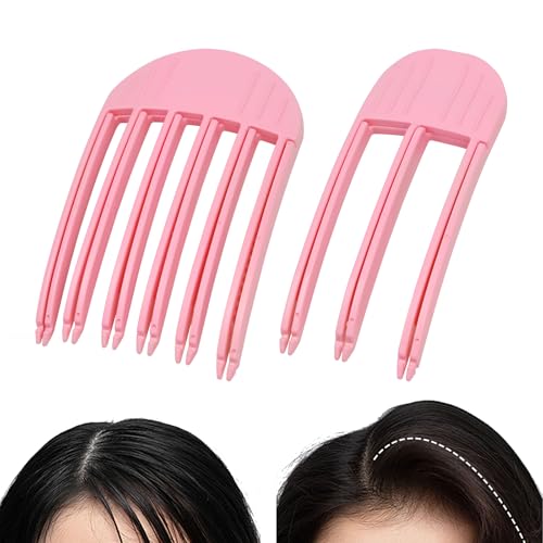 Stylingkämme für flauschigen Pony, 2 Größen (3/6 Zähne), Werkzeuge mit hohem Kronenvolumen, Haarvolumen-Clips, spurlose Haarwurzel-Hebe-Clips für Damen und Herren, natürliches Volumen, Rosa, 2 Stück von BD-Herego