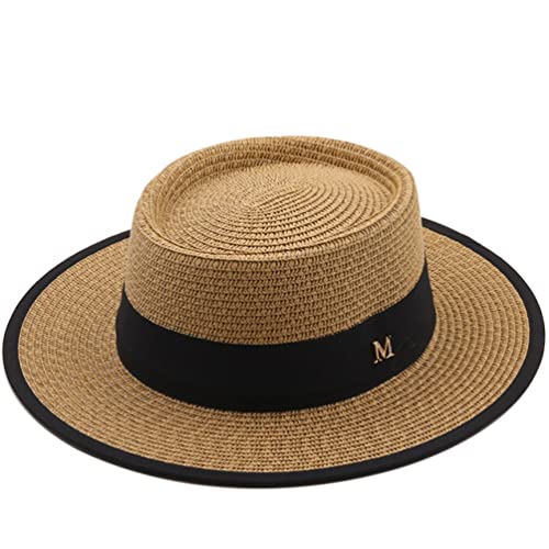BDAAS Visor Cap Sommer Sonnenhut Damen Mode Mädchen Strohhut Band Schleife Strandhut Lässige Gras Flat Top Panamahut Knochen Damen Schirmmütze von BDAAS