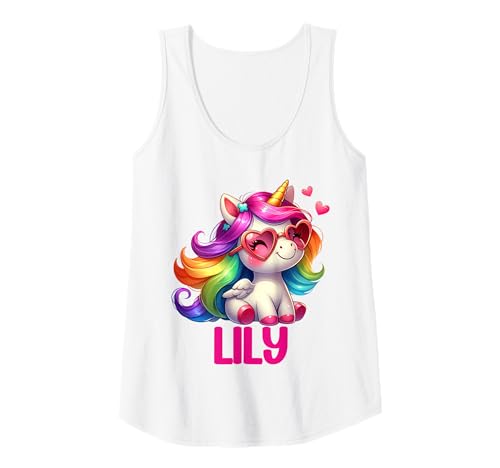 Damen Lily Unicorn Name Personalisiertes Design Tank Top von BDAZ