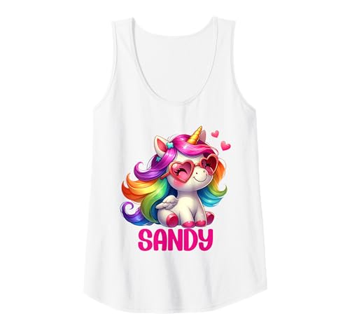 Damen Sandy Unicorn Name Personalisiertes Design Tank Top von BDAZ