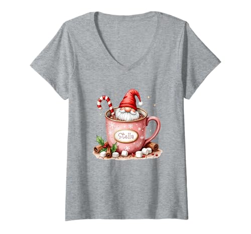 Damen Stella Christmas Santa Personalisierter Name T-Shirt mit V-Ausschnitt Damen Stella Christmas Santa Personalisierter Name T-Shirt mit V-Ausschnitt von BDAZ