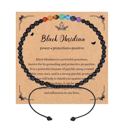 BDBFPAN Obsidian Armband,Chakra Armband,Schützendes Schmuckstück Für Energiearbeit Und Meditation, Edles Design Als Stilvolles Accessoire von BDBFPAN