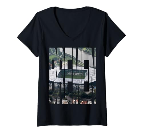 Damen Bremen Weserstadion Top View T-Shirt mit V-Ausschnitt von BDC - Bremen Design Collection