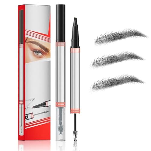 2-in-1-Augenbrauenstift mit Gel, Microblading-Augenbrauenstift, doppelseitiger 3D-Magic-Augenbrauenstift mit 4 Spitzen und Augenbrauenpinsel, wasserfester, lang anhaltender Augenbrauenstift for Make-u von BDCVABDG