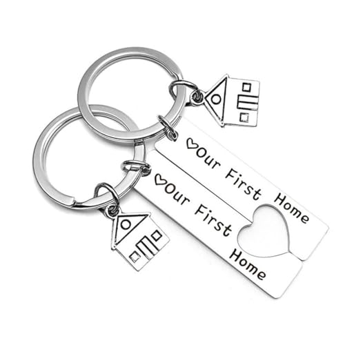 BDEPSTR 2 Stück Neues Zuhause Neue Abenteuer Schlüsselanhänger Einweihungsgeschenk Neuer Hausbesitzer Zuhause Schlüsselanhänger Personalisiertes Geschenke, Paar Haus Anhänger schlüsselanhänger von BDEPSTR