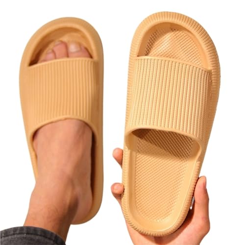 BDFJEDS Hausschuhe Home Damen Tragen Rutschfeste Schuhe Mit Weicher Sohle, Einfache(Khaki,40-41) von BDFJEDS