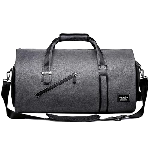 Herren Handgepäck Tasche Sport Reisetaschen Große Kapazität Kleidungsstück Handtasche Falten Schultertaschen(Gray) von BDFJEDS