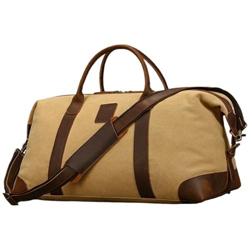 Leder Große Kapazität Taschen Männer Frauen Reise Handtaschen Männlich Weiblich Weekender Tasche Schulter(Light Green) von BDFJEDS