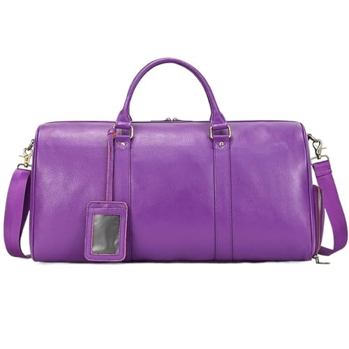 Leder Männer Frauen Reisetasche Handgepäck Tasche Reise Schultertasche Männlich Weiblich(Purple(55cm) von BDFJEDS
