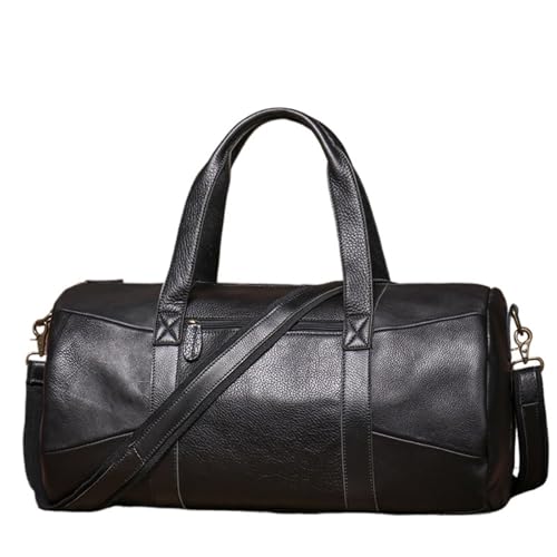 Leder Reisetasche Vintage Schulter Gepäcktasche Herren Casual Handtasche(Black) von BDFJEDS