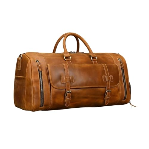 Reisetasche aus echtem Leder im Vintage-Stil, Gepäcktaschen for Männer und Frauen, Seesäcke(Design2(58cm) Light) von BDFJEDS