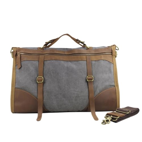 Vintage Canvas Leder Männer Reisetaschen Gepäck Taschen Tasche Seesäcke Tote Freizeit(Grey) von BDFJEDS