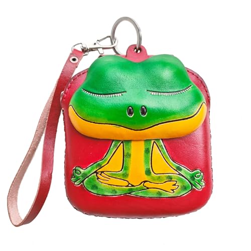 BDHRKTE 1 Stück Echtes Leder Reißverschluss Geldbörse Frosch Münze Geldbörse, Handtasche, Wristlet Tasche, Coin Manager, Münzbeutel, Mini Leder Reißverschluss Organizer, Münzgeldbörse von BDHRKTE