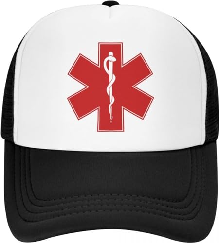 BDJYHACP Baseballkappe Snapback Sonnenhut EMT Star of Life Unisex klassischer Trucker-Hut verstellbare Baseballkappe Sonnenschutz Snapback Sanitäter medizinischer Erwachsener Geburtstagsgeschenk von BDJYHACP