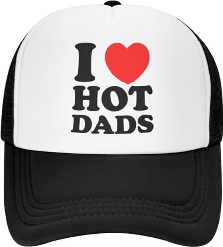 BDJYHACP Baseballkappe Snapback Sonnenhut I Love Hot Dads individuelle Baseballkappe für Männer und Frauen verstellbare Trucker-Mütze Sommersport-Hüte Snapback Männer und Frauen von BDJYHACP