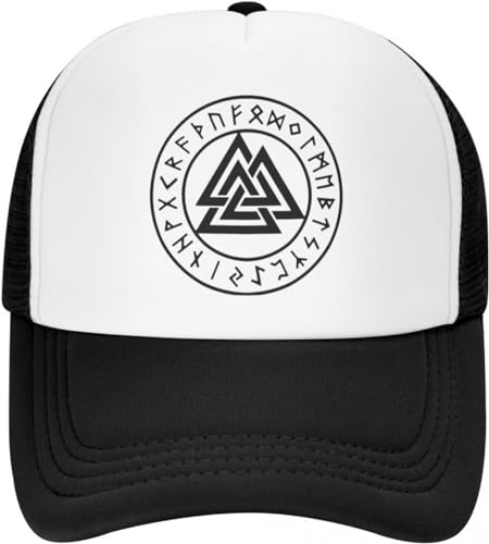 BDJYHACP Baseballkappe Snapback Sonnenhut Punk Norse Viking Baseball Cap Damen Herren verstellbar Scandinavn Valknut Odin Trucker Hat Sport Snapback Hüte Sommer Männer Frauen von BDJYHACP