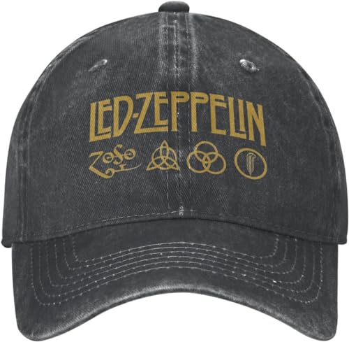 BDJYHACP Baseballkappe Snapback Sonnenhut lässiges Band Baseballkappe Distressed Denim Beanie Snapback Heavy Metal Led Zeppelins Outdoor-Aktivitäten Geburtstagsgeschenk für Männer und Frauen von BDJYHACP