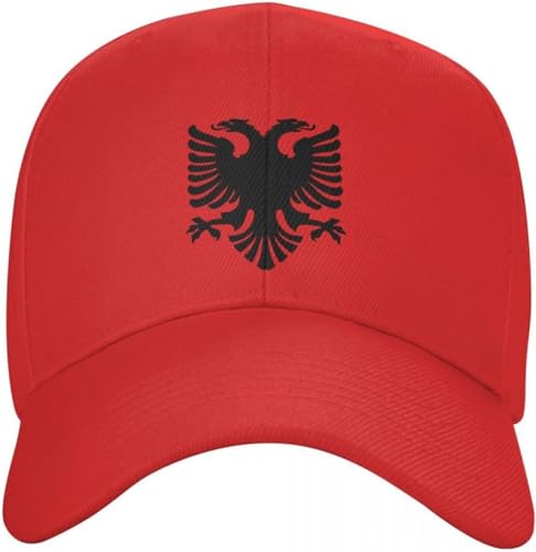 Baseballkappe Snapback Sonnenhut Albanien-Flagge Baseballkappe für Männer und Frauen Albanien-Stolz-Vater atmungsaktive Mütze Sporthüte für die Sonne Geburtstagsgeschenk für Männer und Frauen von BDJYHACP