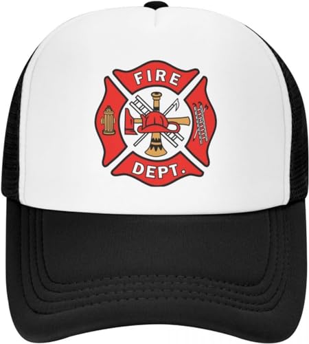 Baseballkappe Snapback Sonnenhut Unisex Fire Department Logo Trucker Hat Adjustable Baseball Cap Snapback Hip Hop Adults Birthday Gift for Men Women von BDJYHACP