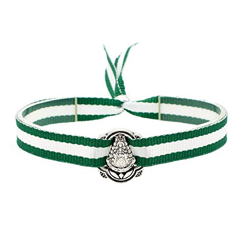 BDM Armband für Männer und Frauen aus andalusischem Stoff mit der Medaille der Virgen del Rocío und der Flagge Andalusiens. 1 Einheit von BDM