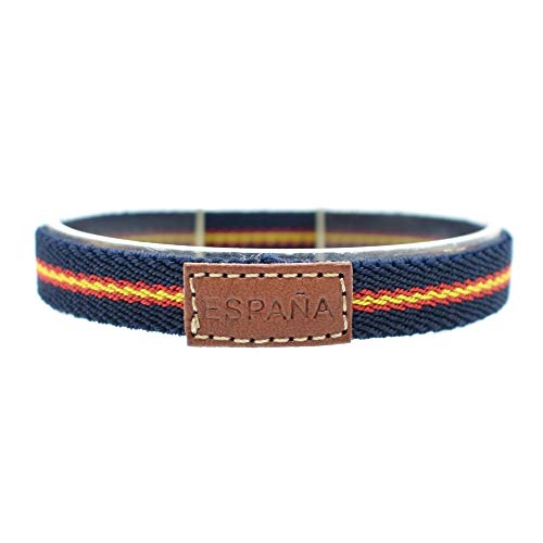 BDM Armband für Männer und Frauen aus blauem Stoff mit der Flagge Spaniens. Schmales Armband. Messung 15-17 cm. von BDM