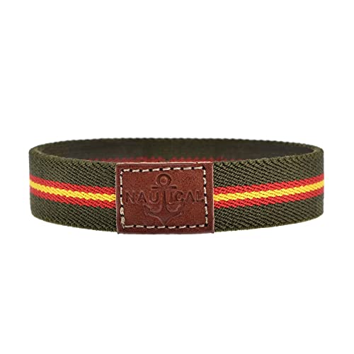 BDM Armband für Männer und Frauen aus militärgrünem Stoff mit der Flagge Spaniens. Elastisches nautisches Armband. von BDM