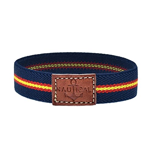 BDM Armband für Damen und Herren aus marineblauem Stoff und mit der Flagge Spaniens. Elastisches nautisches Armband, das nass und gewaschen Werden kann. von BDM