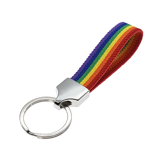 BDM LGTB-Flaggen-Stoff-Schlüsselanhänger, Regenbogenfaden-Flaggen-Schlüsselhalter, Ring mit Pride-Flagge, Original-Accessoire. von BDM
