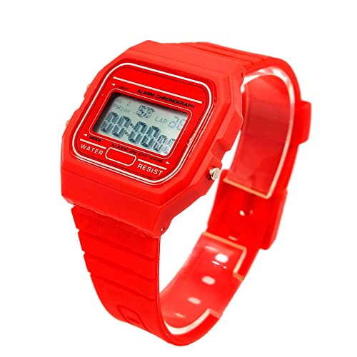 BDM - Reloj clásico Casiopea Original para Hombre Mujer, niña o niño de pulsera digital Con alarma. Un Regalo Vintage. - Rojo von BDM