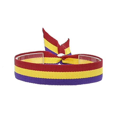 Geflochtenes Stoffarmband für Herren und Damen mit der republikanischen Flagge Spaniens. Einstellbar. Breite 15mm von BDM