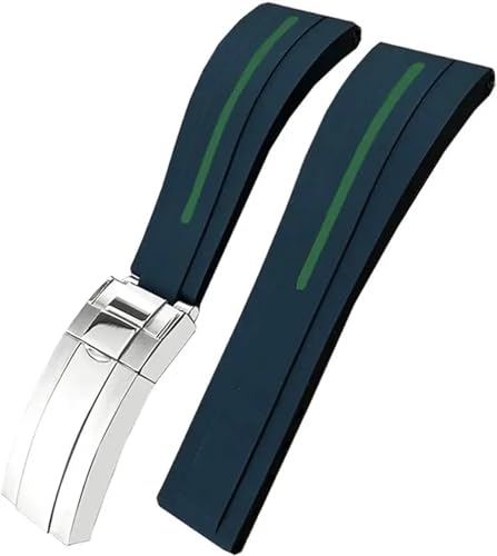 BDNJN 20 mm Gummiarmband für Rolex GMT OYSTERFLEX Daytona Submariner DEEPSEA wasserdichtes Armband(Black green) von BDNJN