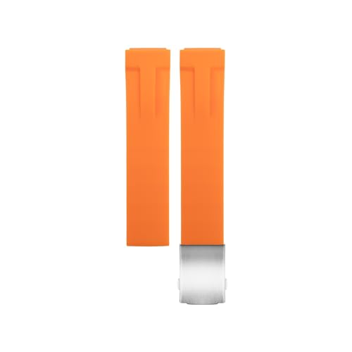 BDNJN 20 mm Silikon-Uhrenarmbänder für Tissot T048.417 Uhrenarmband T-Race T-Sports Uhrenarmbänder, wasserdicht, weiches Gummi, 21 mm Armband(Orange silver buckle,20mm) von BDNJN