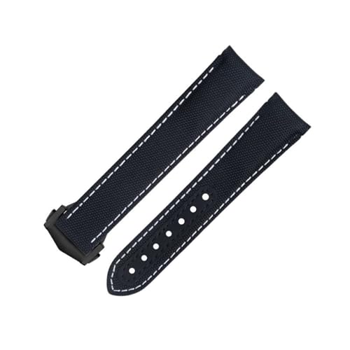 BDNJN 20 mm graues Nylongewebe-Uhrenarmband passend für Omega-Armband für AT150 Seamaster 300 Planet Ocean De Ville Speedmaster Uhrenarmband mit gebogenem Ende(Black) von BDNJN