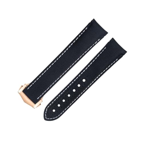 BDNJN 20 mm graues Nylongewebe-Uhrenarmband passend für Omega-Armband für AT150 Seamaster 300 Planet Ocean De Ville Speedmaster Uhrenarmband mit gebogenem Ende(Black 3) von BDNJN
